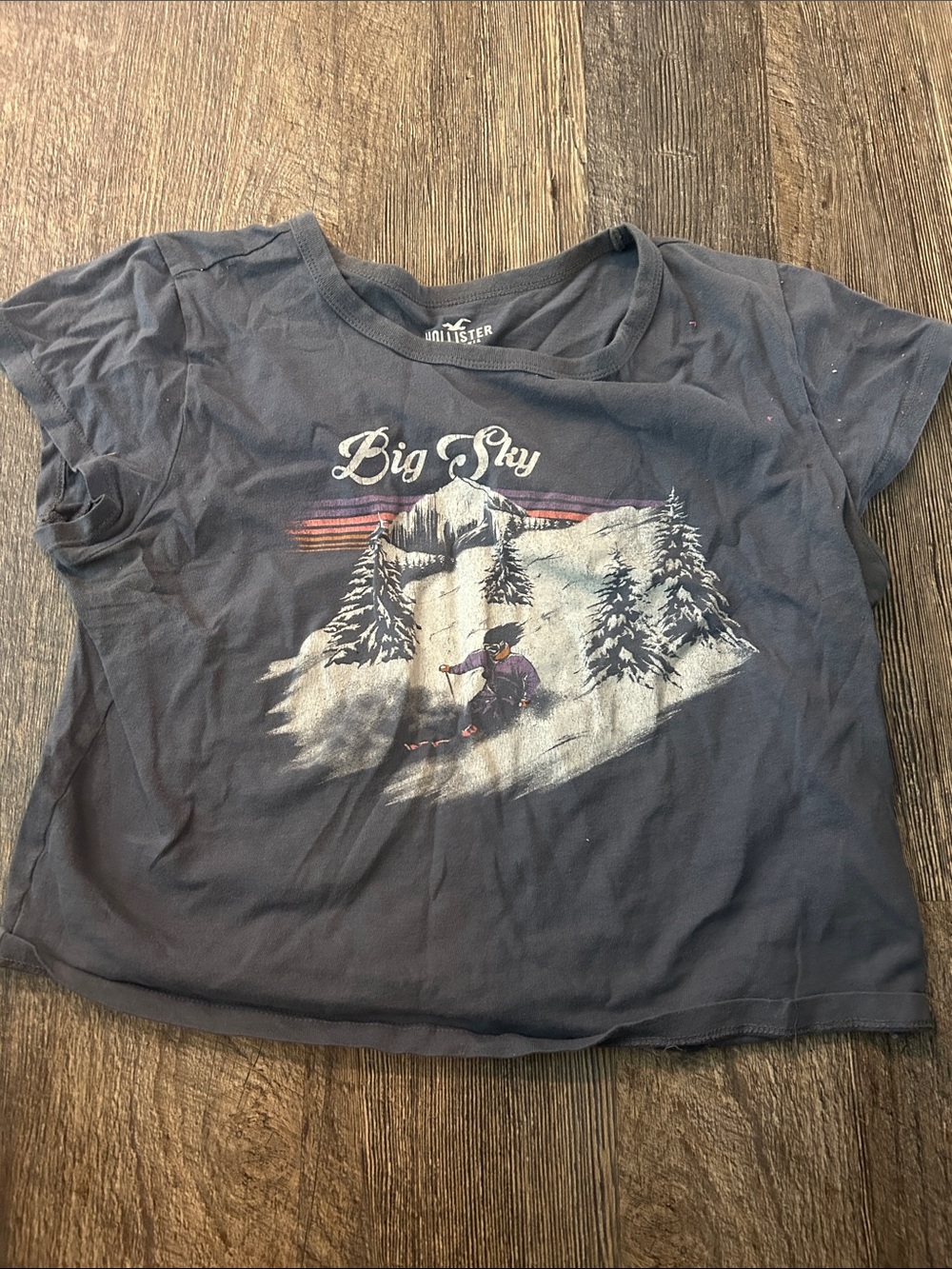Hollister Navy Blue 'Big Sky' Ski Graphic Tee